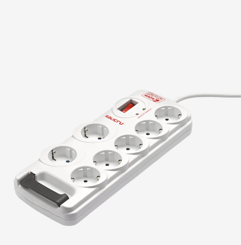 Разклонител със защита от токов удар Salicru, SPS SAFE 7, Active Electrical Protector - 7-Socket