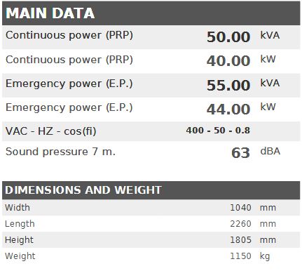 Дизелов генератор VISA Galaxy GX, BAUDOUIN, BD 50 GX - 50 kVA, 40 kW