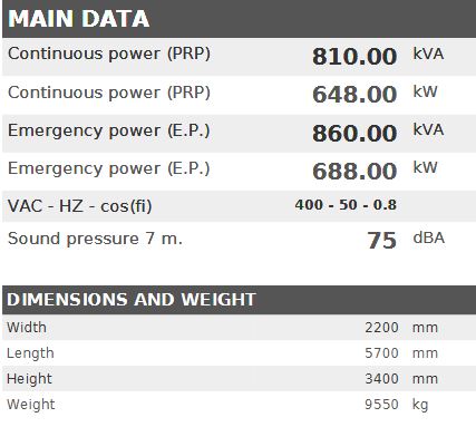 Diesel generator VISA Powerfull S, CUMMINS, C 810 S - 810 kVA, 648 kW
