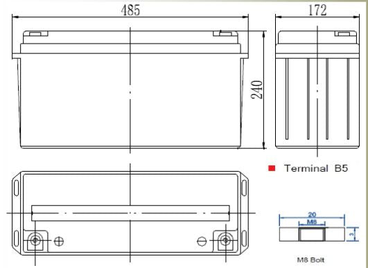 12V 150Ah, GLP 150-12 M8 AGM battery