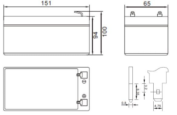 12V 7.2Ah, GLP 7.2-12 AGM battery