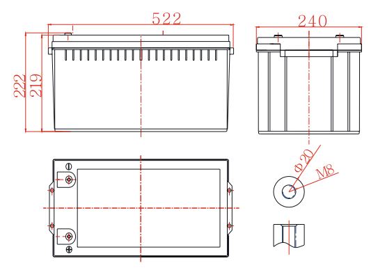 Lead-carbon battery 12V 210Ah, MWC 210-12