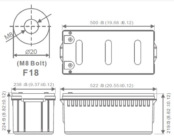 AGM battery 12V 230Ah, MWP 230-12