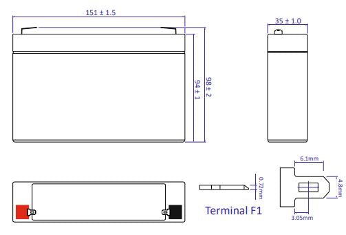 AGM battery 6V 7.2Ah, MWS 7.2-6