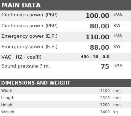 Дизелов генератор VISA CRICKET, PERKINS, P 105 CK - 100 kVA, 80 kW