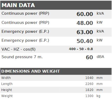 Дизелов генератор VISA Galaxy GX, PERKINS, P 65 GX - 60 kVA, 48 kW