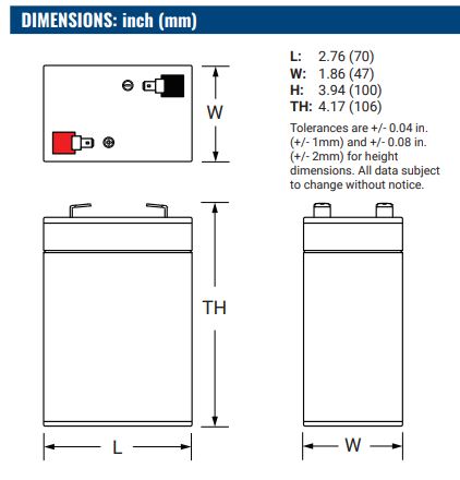 AGM battery 6V 4.5Ah, PS-640