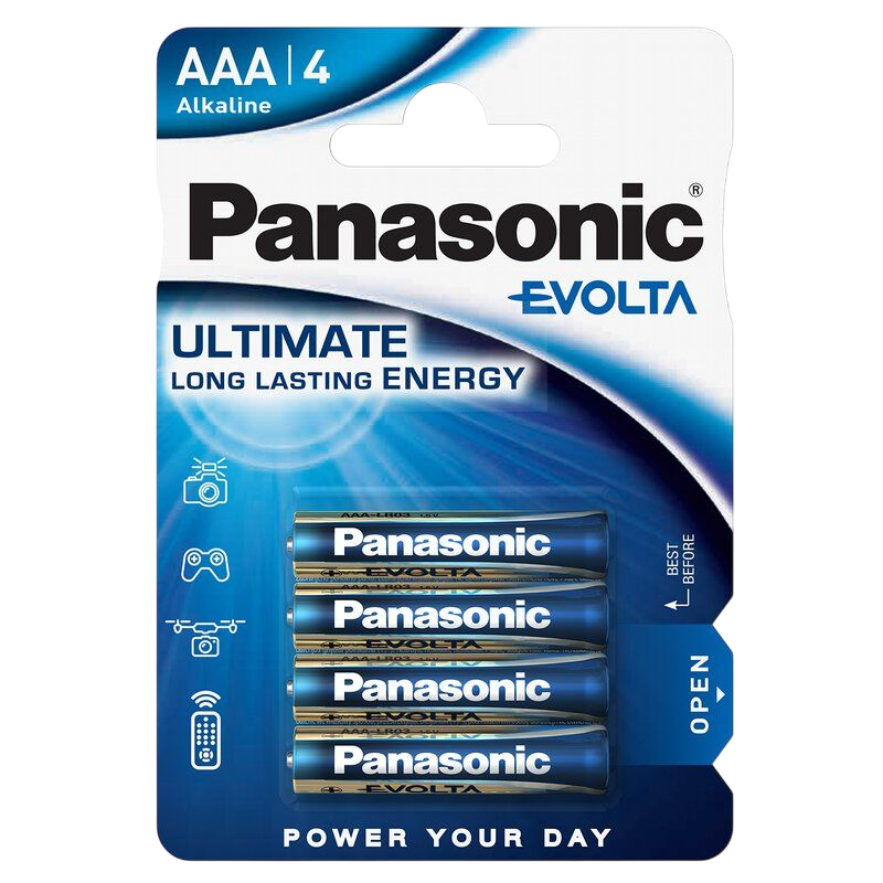 Батерия 1.5V Panasonic Evolta Alkaline LR03 AAA, Алкална - Блистер 4 бр.