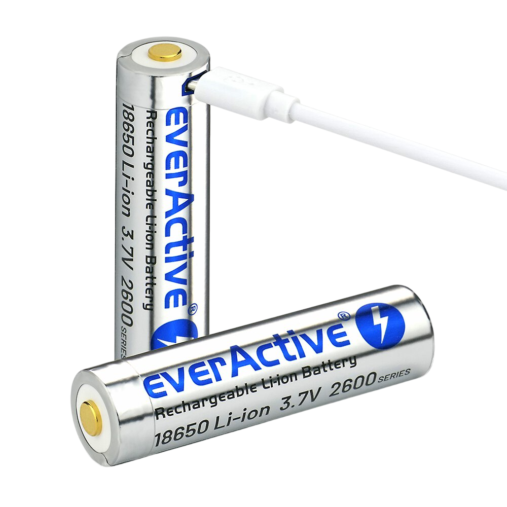 Батерия Li-ion 3.7 V EverActive 18650 2600mAh микро USB в кутия