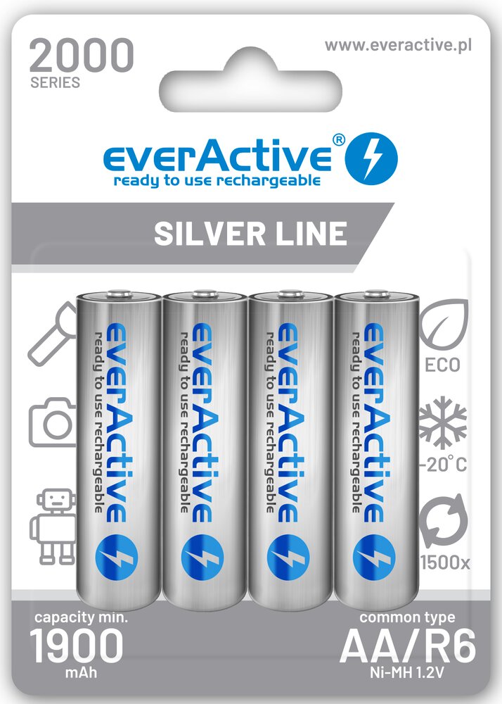 Батерия 1.2V EverActive Silver AA, NiMh 1900mAh x 4 бр. готови за употреба