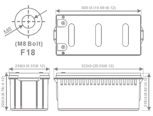 AGM battery 12V 200Ah, MWP 200-12