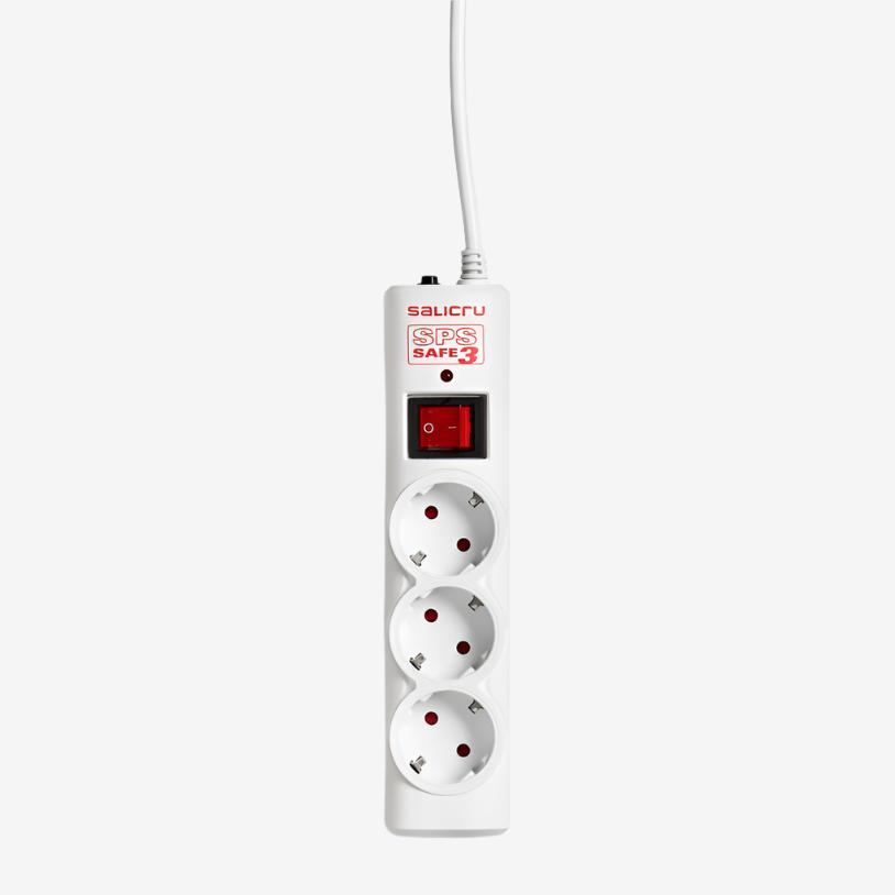 Разклонител със защита от токов удар Salicru, SPS SAFE 3, Active Electrical Protector - 3-Socket