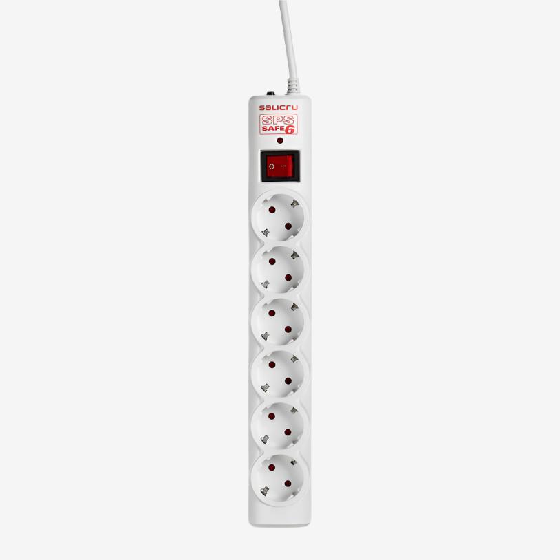 Разклонител със защита от токов удар Salicru, SPS SAFE 6, Active Electrical Protector - 6-Socket, Power Strip for Office and Home