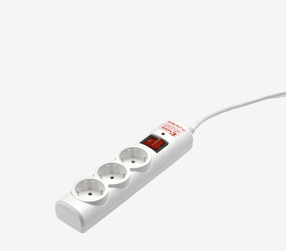Разклонител със защита от токов удар Salicru, SPS SAFE 3, Active Electrical Protector - 3-Socket