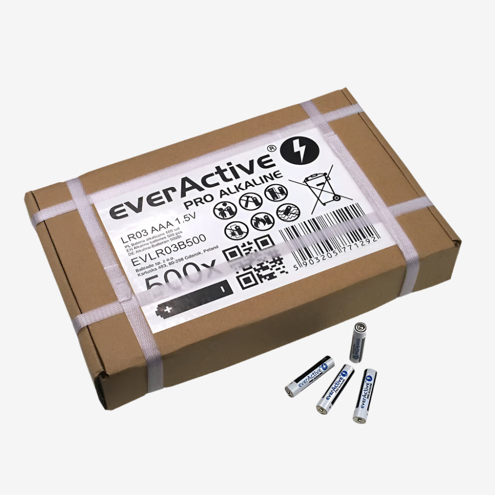 Батерия 1.5V EverActive Pro Alkaline LR03 AAA, кутия с 500 бр.