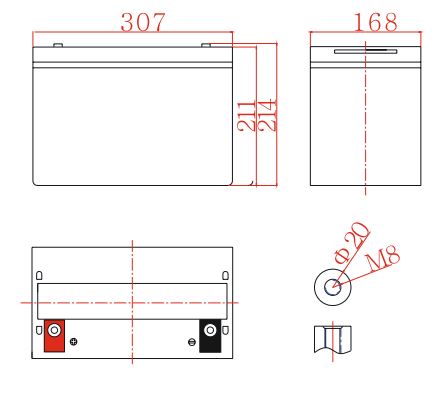 Lead-carbon battery 12V 100Ah, MWC 100-12