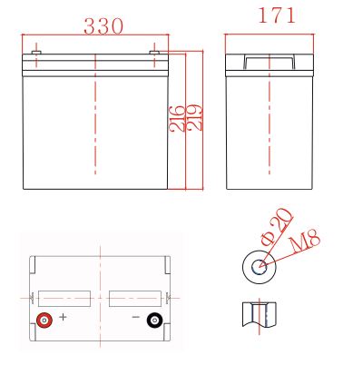 Lead-carbon battery 12V 110Ah, MWC 110-12