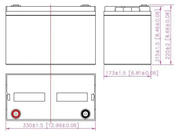 Размерите на AGM battery 12V 100Ah, MWL 100-12h - Eurogroup 33