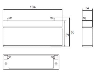 Размерите на AGM battery 6V 3.4Ah, MWS 3.4-6 - Eurogroup 33
