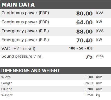 Diesel generator VISA CRICKET, PERKINS, P 80 CK - 80 kVA, 64 kW