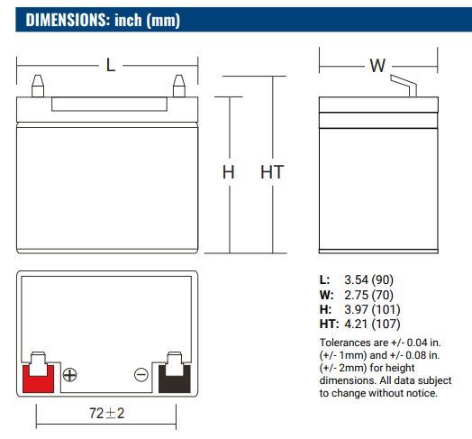 12V 4.5Ah, PS-1242 F1 AGM battery