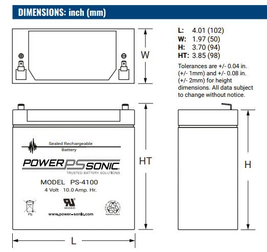 AGM battery 4V 4.5Ah, PS-4100