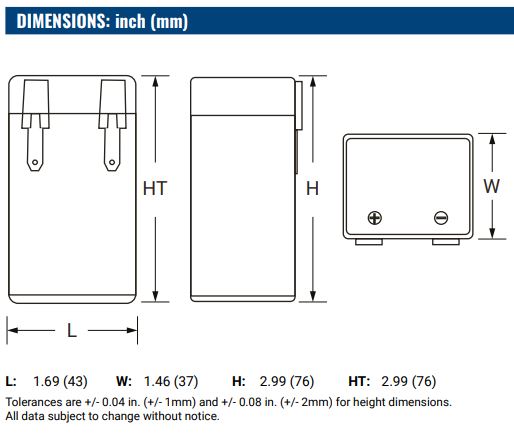 AGM battery 6V 2Ah, PS-621
