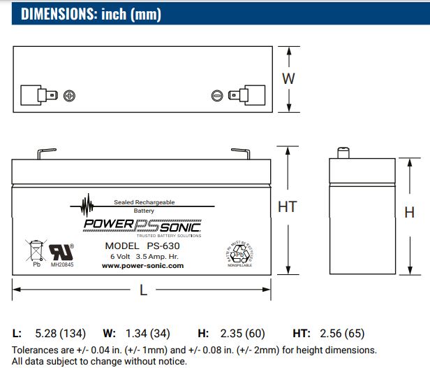 AGM battery 6V 3.5Ah, PS-630