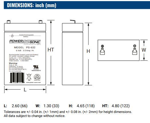 AGM battery 6V 3.5Ah, PS-632