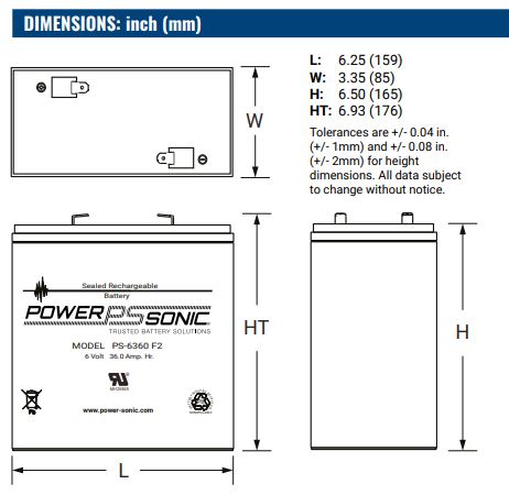 AGM battery 6V 36Ah, PS-6360