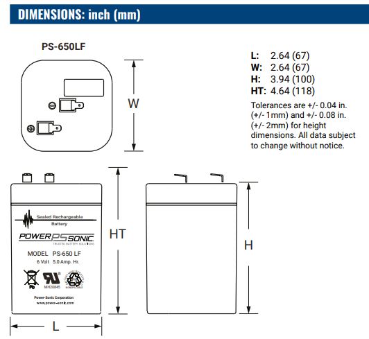 AGM battery 6V 5Ah, PS-650LF
