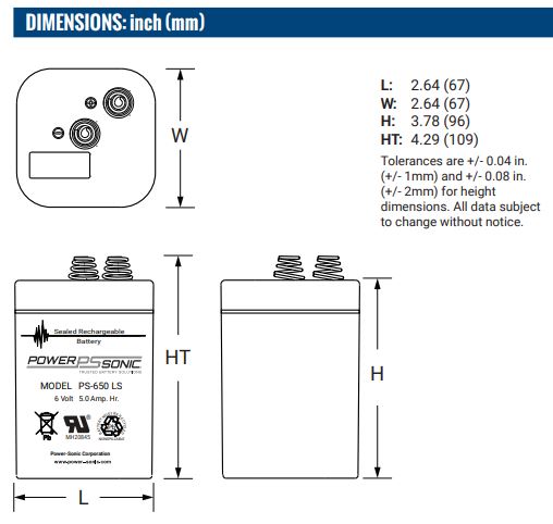 AGM battery 6V 5Ah, PS-650LS