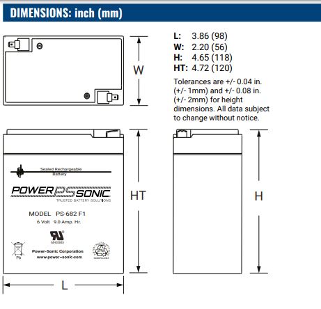 AGM battery 6V 8.5Ah, PS-682