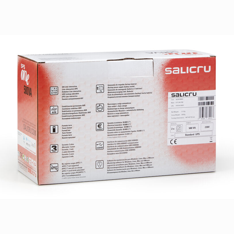 SPS 700 ONE, Salicru, 700VA, Line-Interactive, UPS, - Compact Mini Tower