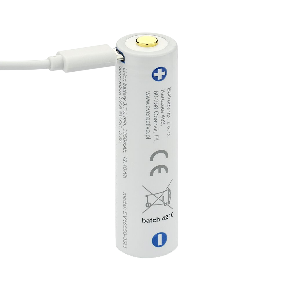 Батерия Li-ion 3.7 V EverActive 18650 3500mAh с micro USB 